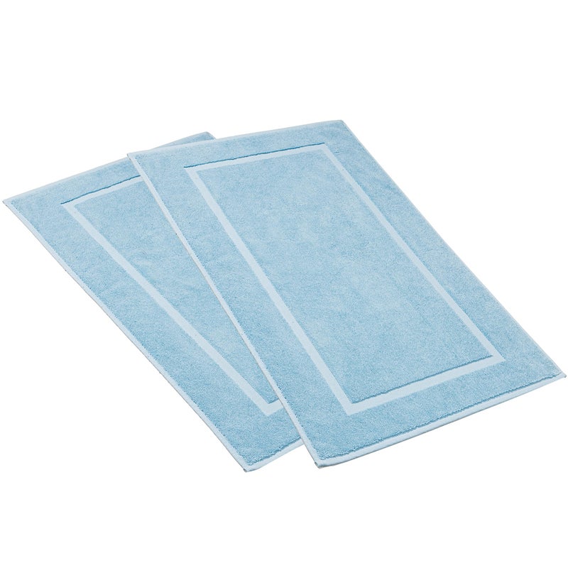 HILLFAIR 900 GSM-Hotel-Spa Tub-Shower Bath Floor Towels - (2 Pack, Sea Green, 21 Inch by 34 Inch) - 100% Cotton Floor Towels Machine Washable Cotton Terry Bath mat Rugs - 2 Piece Towel Set - Image 1